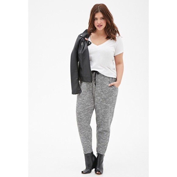 LPD Forever21 + grey knit jogger sweat pants 2x - Picture 1 of 5